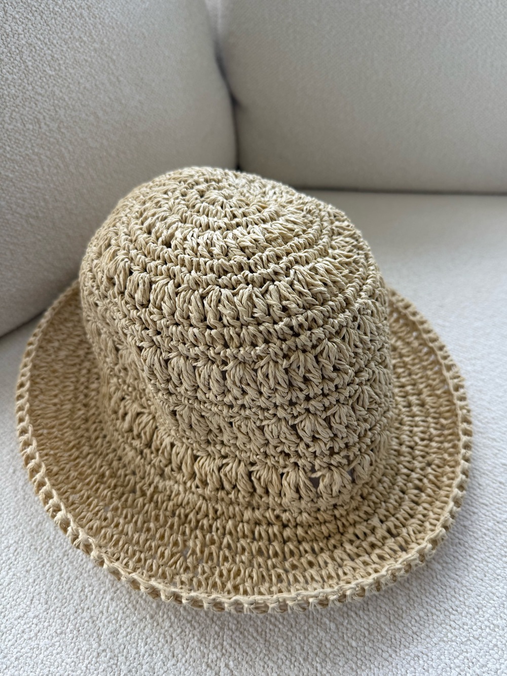 Walmart Crochet Straw Sun Hat - Natural Beige